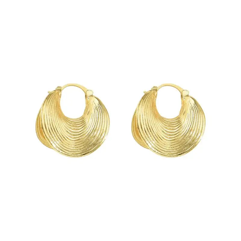 Éventail Doré – Geometric Drop Earrings