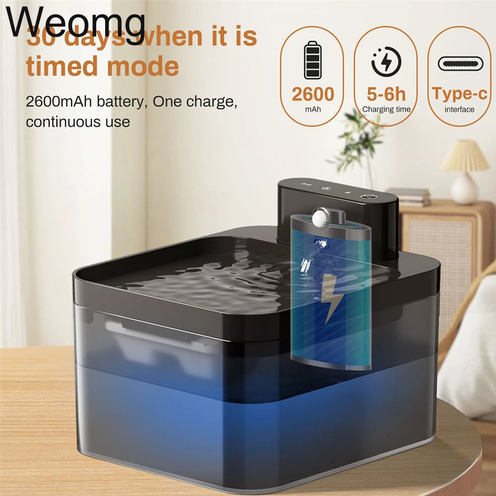 Automatic Cat Water Fountain – 2.2L, Wireless Charging, Motion Sensor, for Cats & Dogs