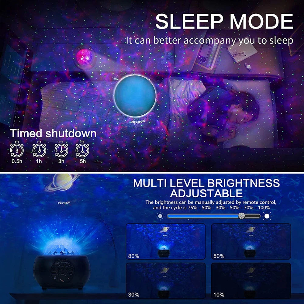 Galaxy Star Projector – LED Night Light with Bluetooth Music & Remote