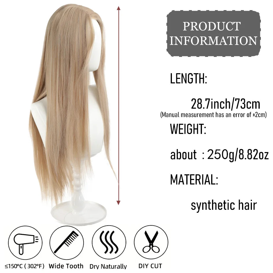 Synthetic Wig – Long Straight & Curly Hair, Bangs, Ponytail, Braids, Halloween/Christmas Gift