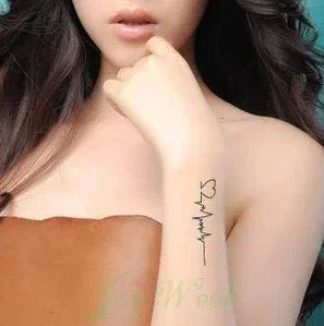 Waterproof Temporary Tattoo – Heartbeat Line, Small, Body Art for Women & Girls