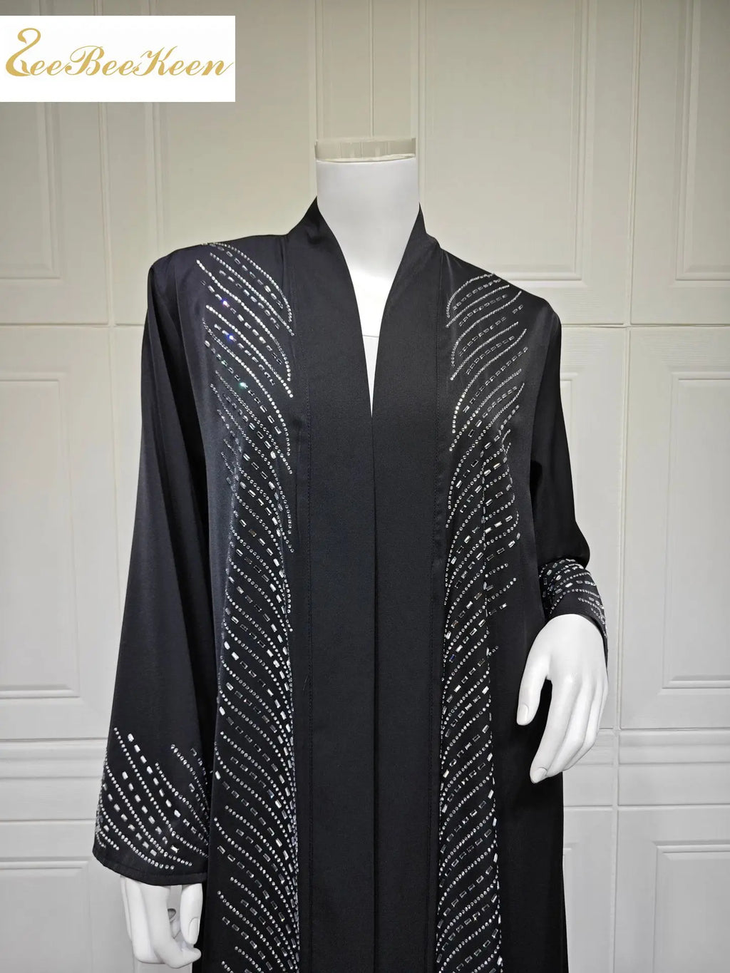Luxury Crystal Dubai Abaya Dress – Elegant Modest Kaftan Cardigan for Muslim Women