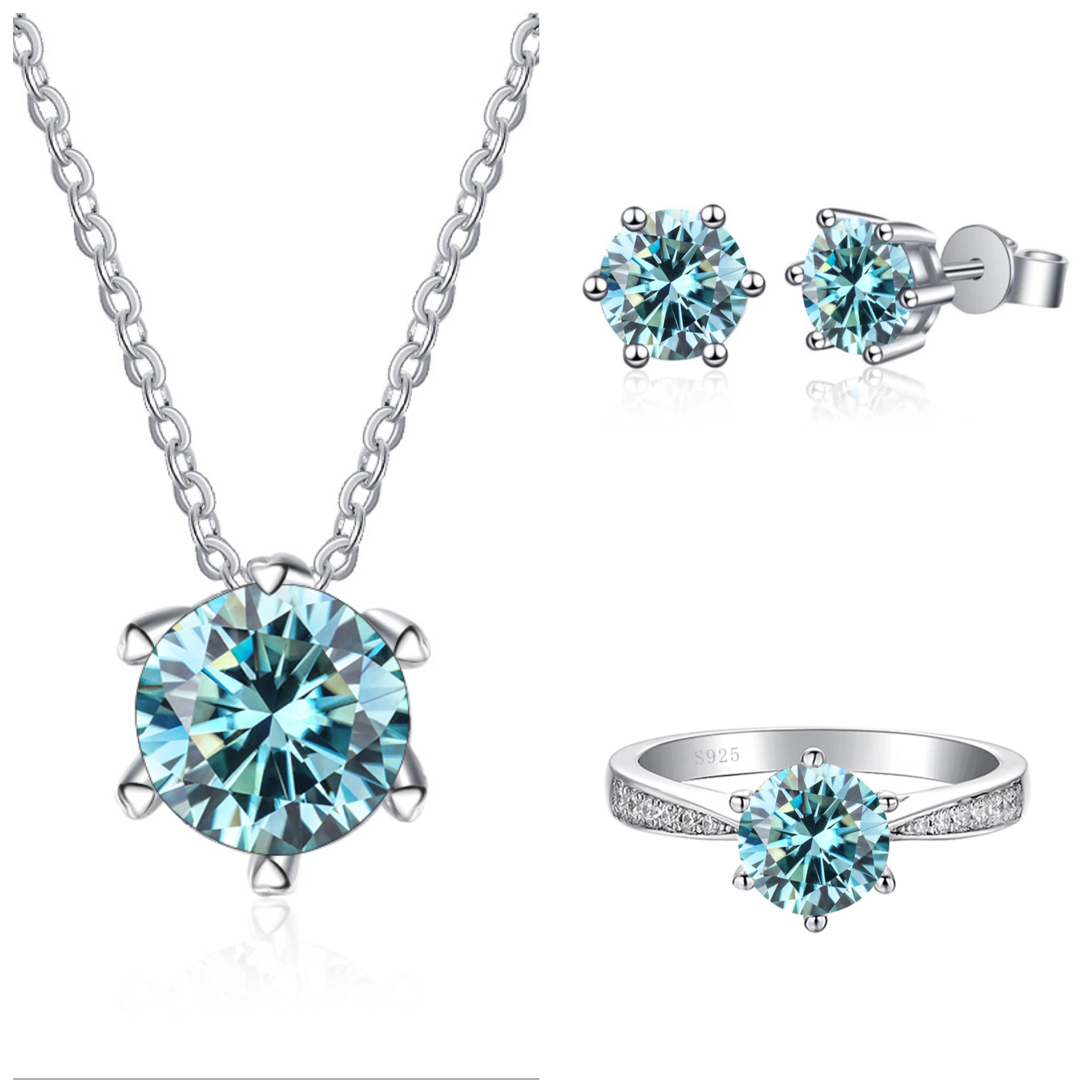 JoyceJelly 1CT D VVS Moissanite Jewelry Set