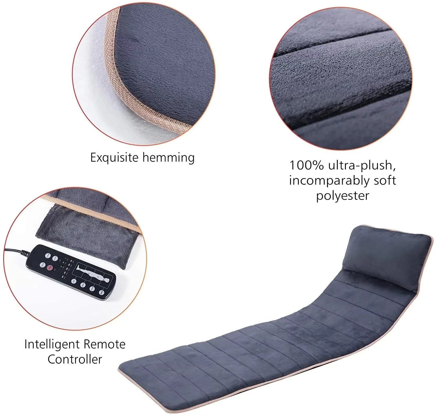 XINDU Full Body Massage Mat – Memory Foam, Heat, 10 Vibration Motors, 6 Heating Pads, Neck/Waist/Legs
