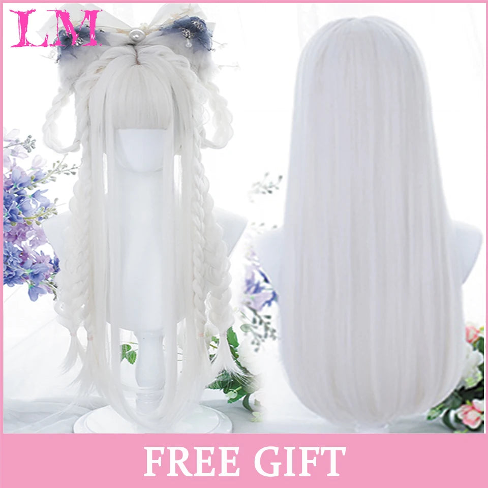 LM Cosplay Wig – 24" Long, Straight Pink, Bangs, Heat-Resistant