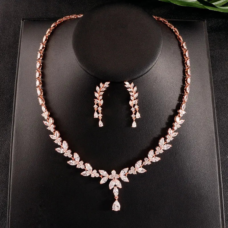 ZAKOL Luxury Cubic Zirconia Earrings & Necklace Set