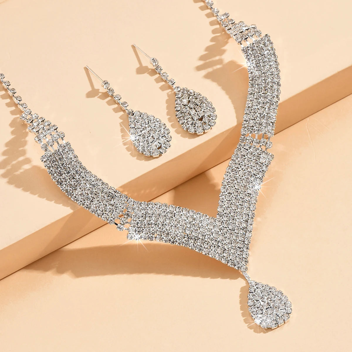3pcs Rhinestone Jewelry Set for Women’s Weddings