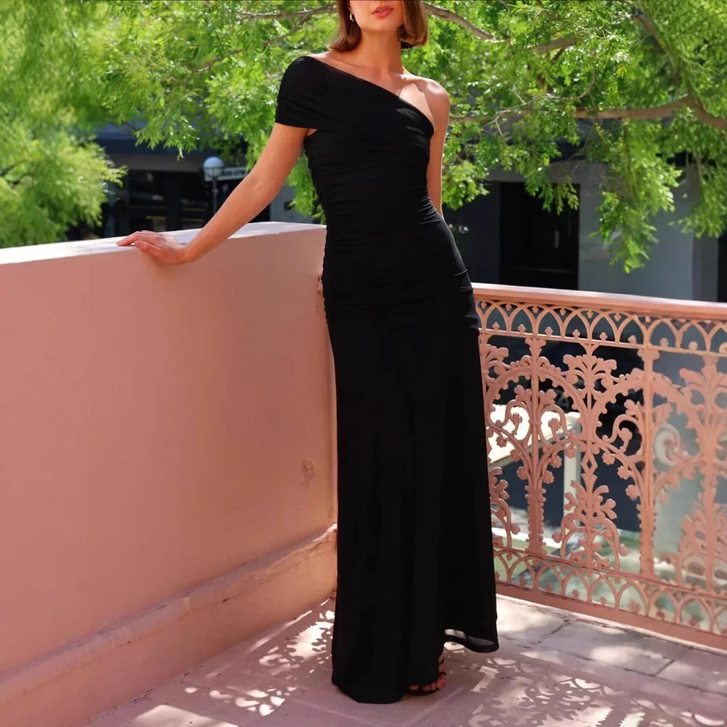 Pure Color Asymmetrical Backless Bodycon Dress