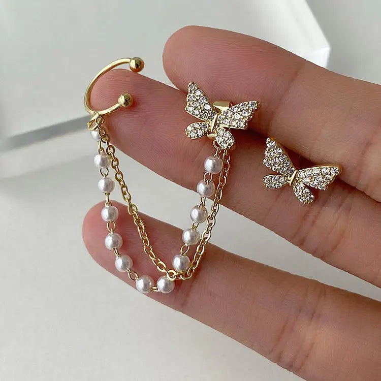 Papillon Éclat – Rhinestone Butterfly Earrings