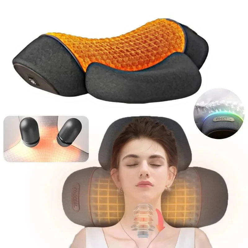 Electric Neck Massager Pillow – Hot Compress, Heating & Vibration, Cervical & Shoulder Massage, Back Traction