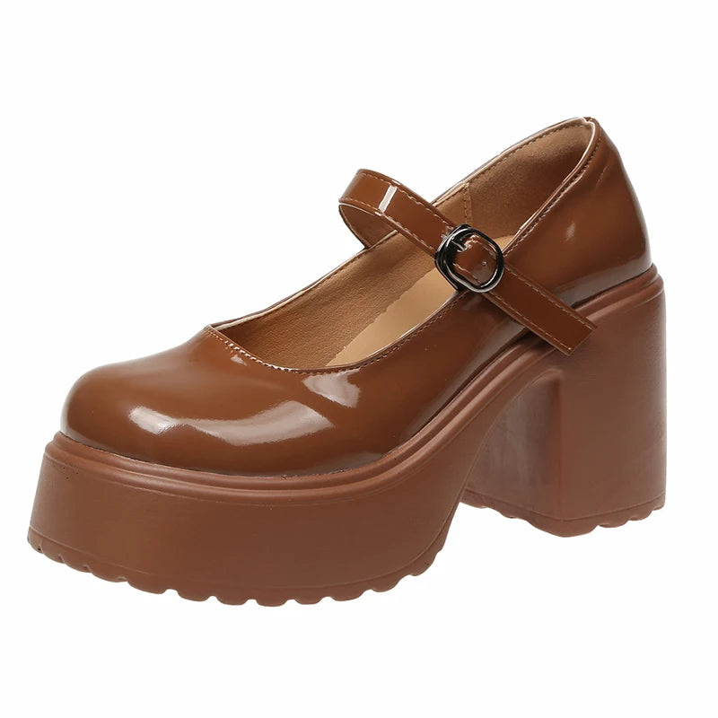 Black Mary Jane Platform Heels – Chunky Goth Pumps for Women