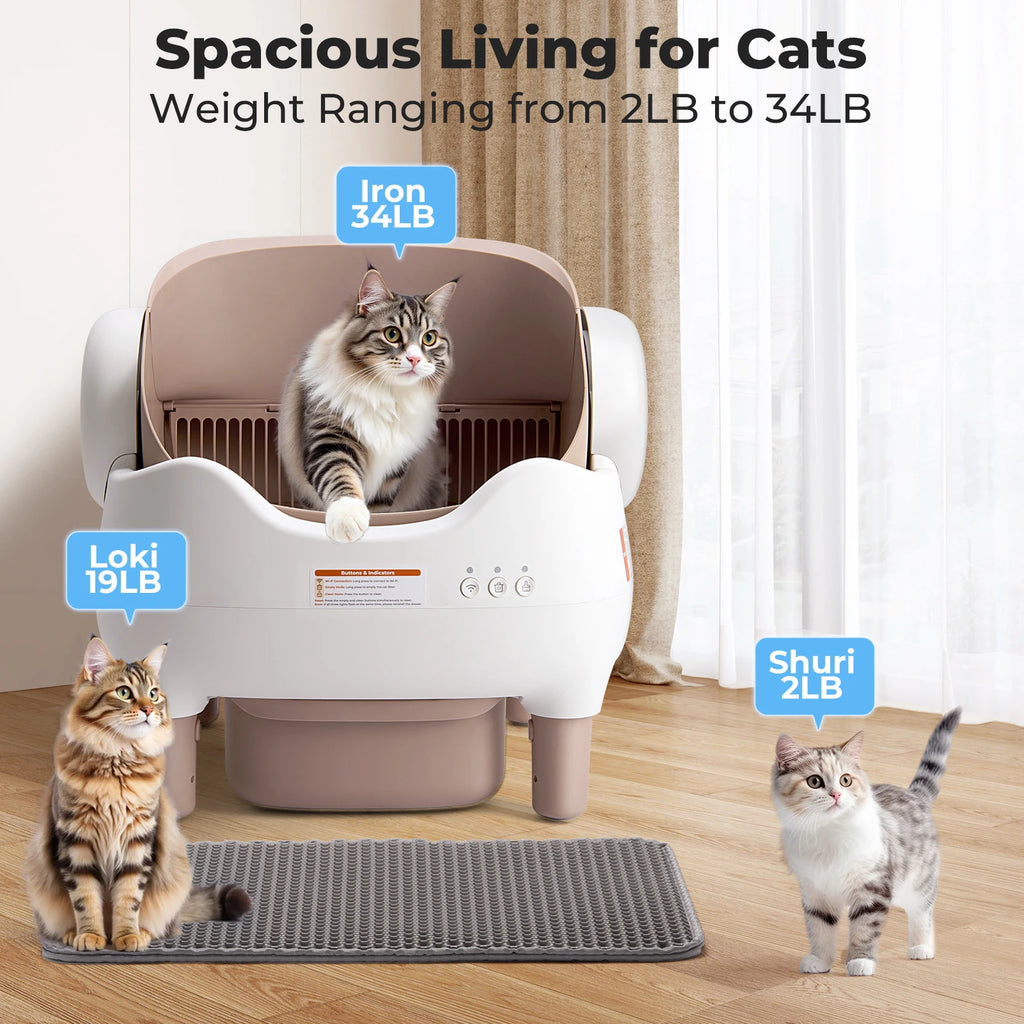 APP-Controlled Automatic Cat Litter Box – Self-Cleaning, Odor-Eliminating