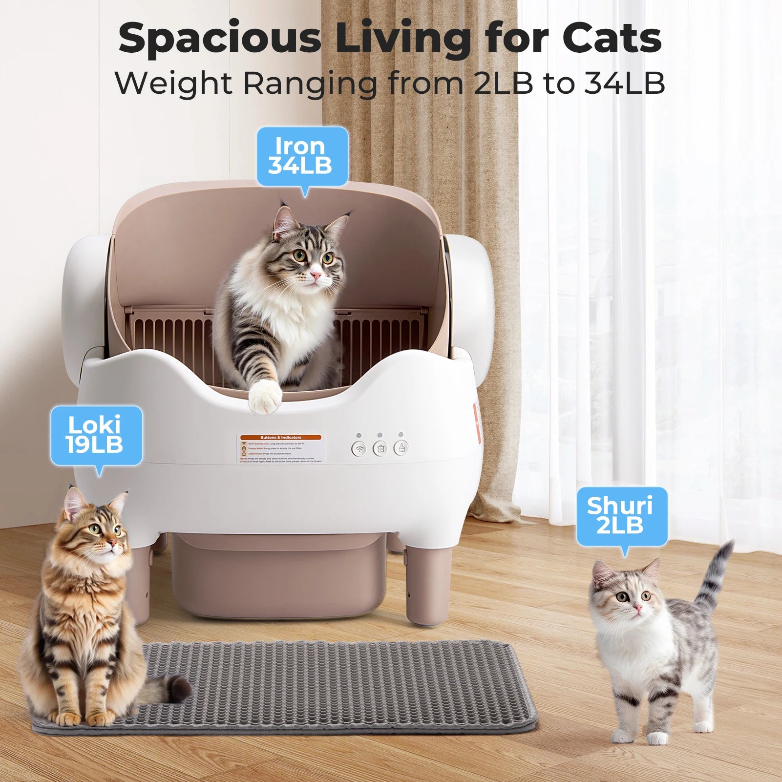 APP-Controlled Automatic Cat Litter Box – Self-Cleaning, Odor-Eliminating