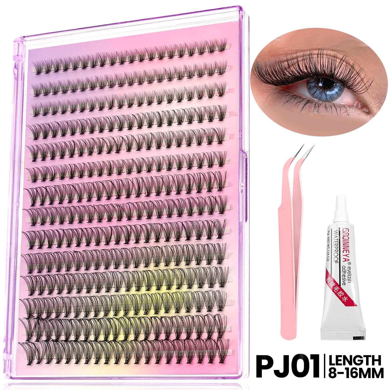 280 Clusters Individual Lashes Natural Look Soft Curly Fluffy Cluster Lashes DIY Eyelash Extension Personal Eyelash Makeup Tool
