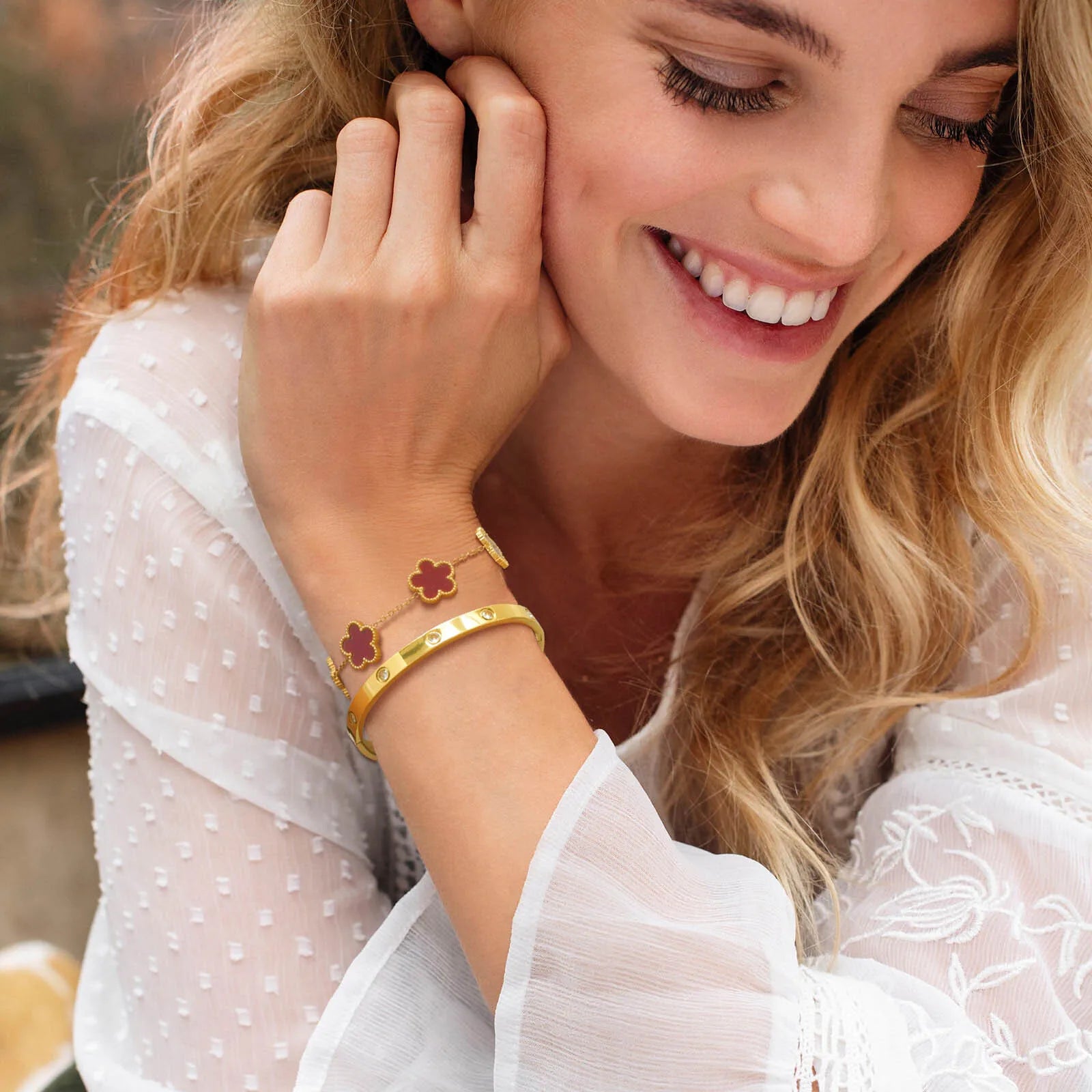 13mm Clover Stainless Steel Bracelet Set – Women’s Gift