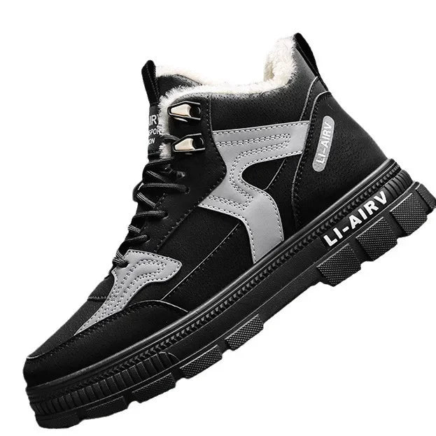 Thickened Fleece Canvas Shoes – High Tops, Warm, Sports Sneakers for Men & Students, Winter