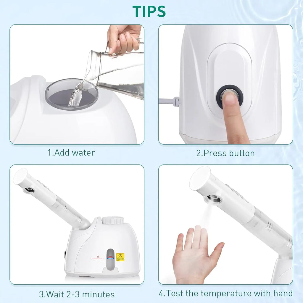 Facial Steamer – Hydrating, Pore-Cleansing with Adjustable Nozzle