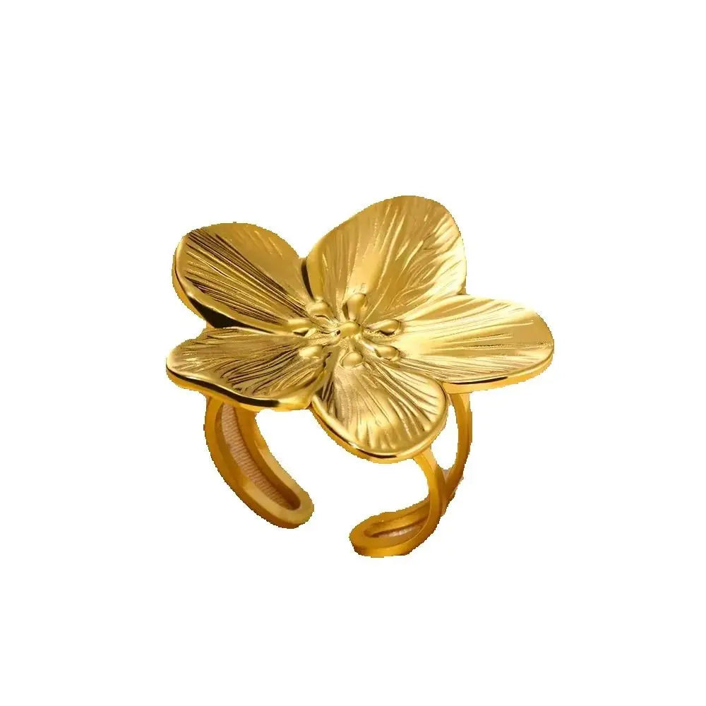 Vintage Geometric Gold Stainless Steel Ring – Women’s Open Finger