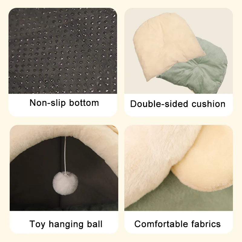 Deep Sleep Cat Bed – Foldable, Removable, Washable, Cartoon Style, for Cats & Small Dogs