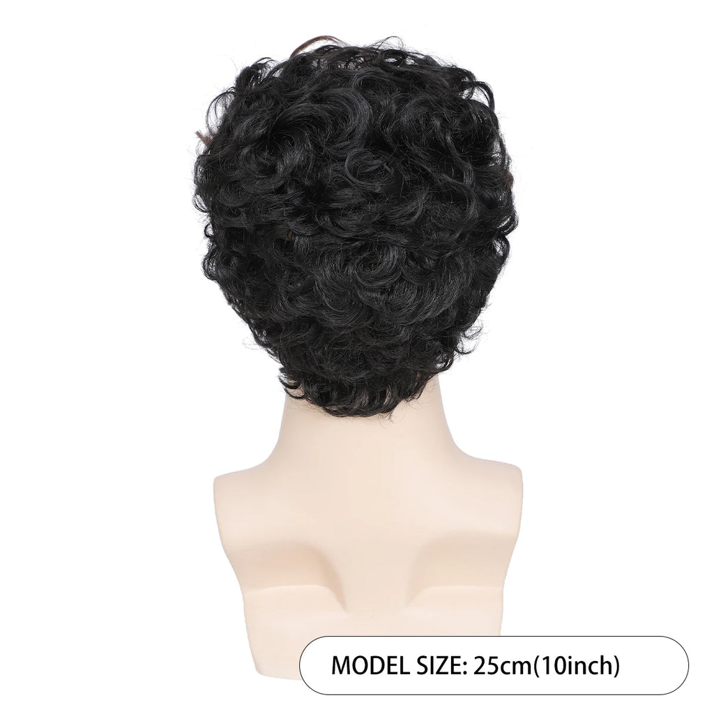 African Curly Wig – Short, Fluffy, Realistic, Synthetic Fiber