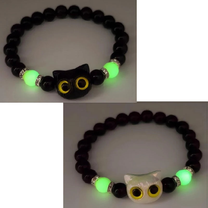 Sun & Moon Luminous Stainless Steel Couples Bracelet Set – Black Rope