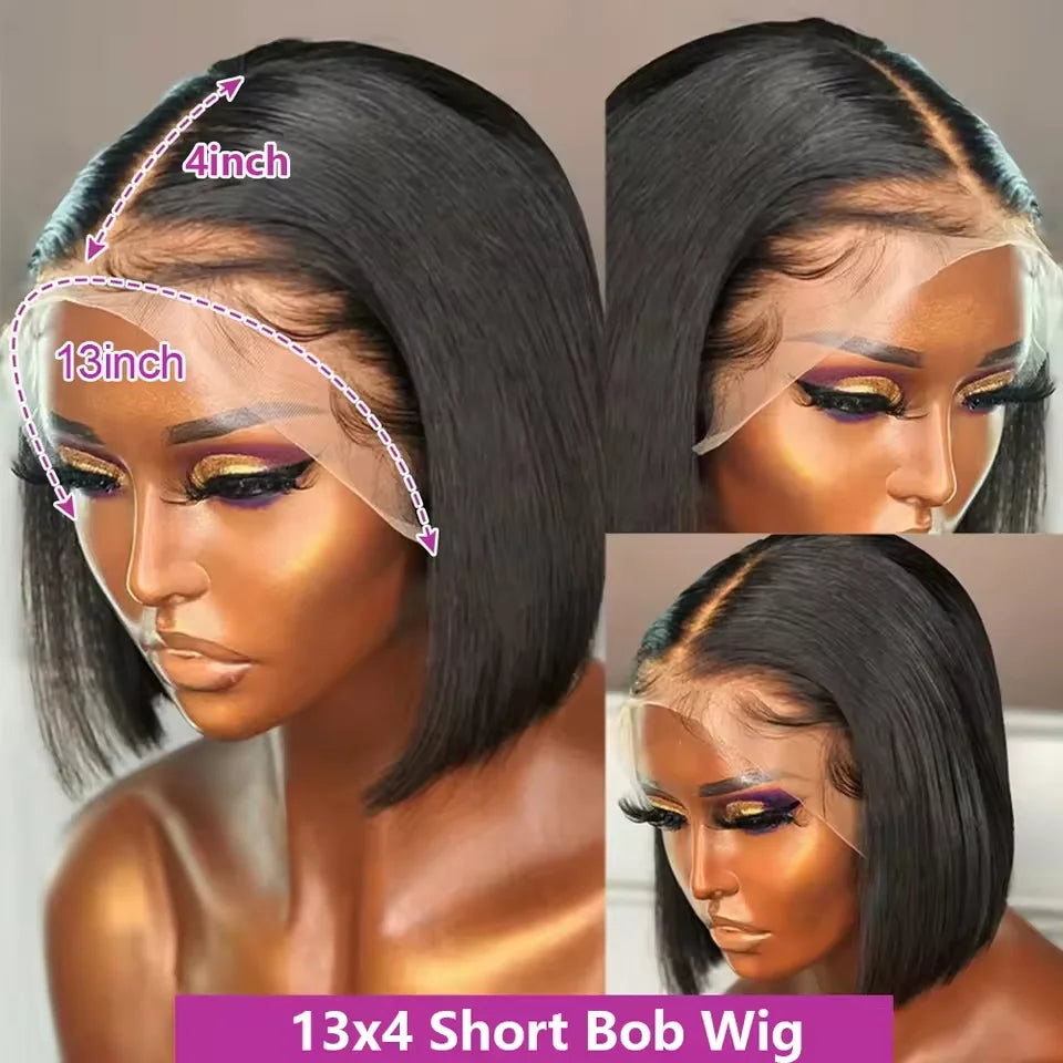Bone Straight Bob Wig – 13x4 Lace, Transparent, Pre-Plucked, 200% Density, Human Hair