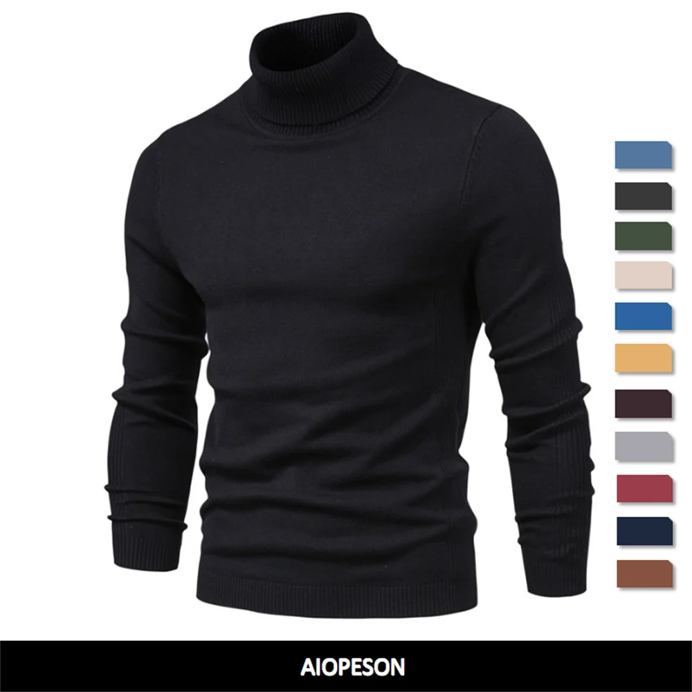 Men's Turtleneck Sweater 2021 – Casual, Solid Color, Warm, Slim Fit, Long Sleeve, High Quality