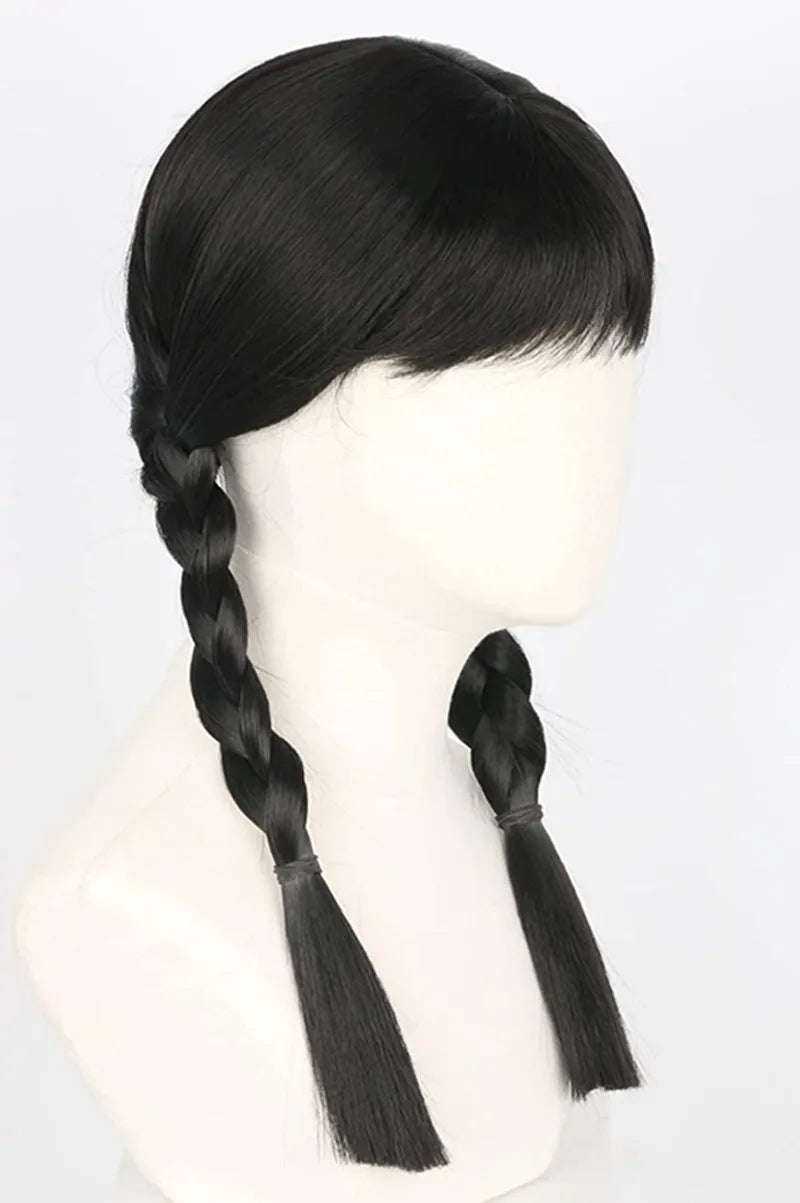 Black Synthetic Hair Extensions – Double Braid, Long Straight, Cosplay/Halloween