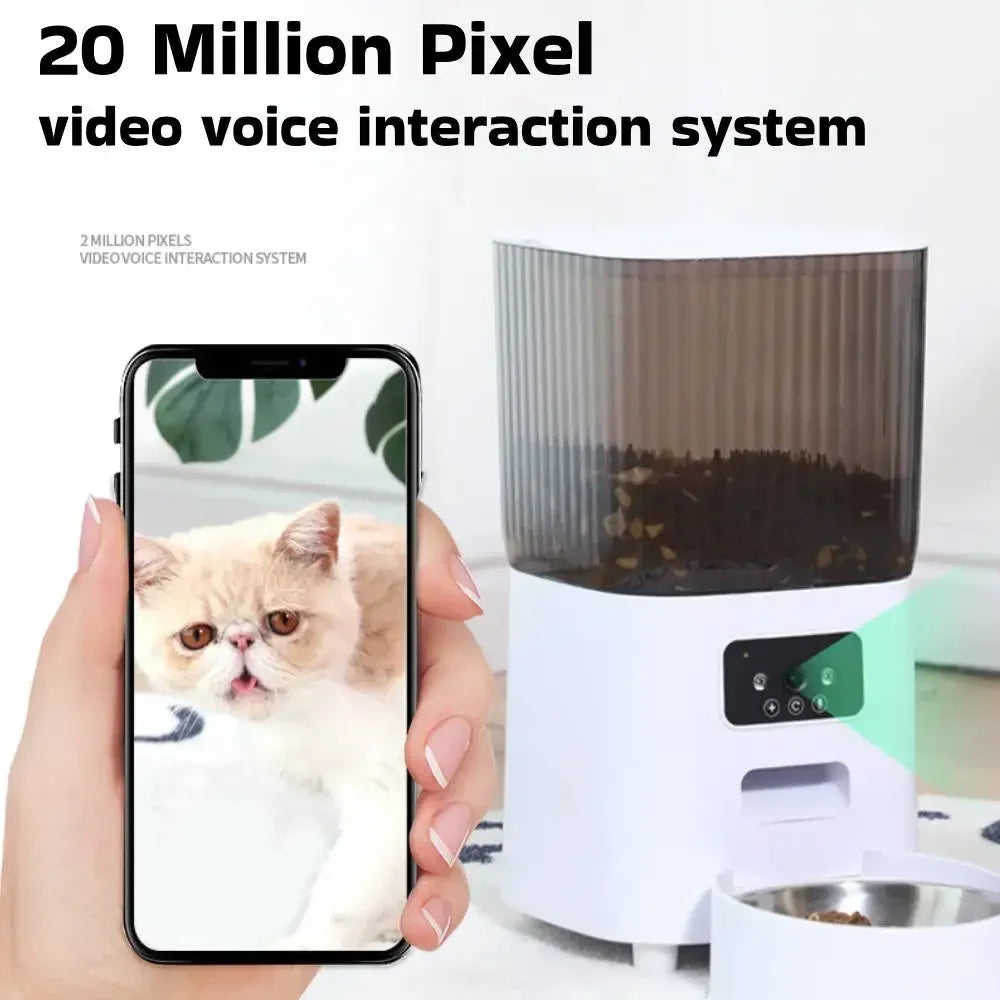 5L Smart Automatic Pet Feeder – WiFi, HD Camera, Timer, Stainless Steel Bowl, for Cats & Dogs