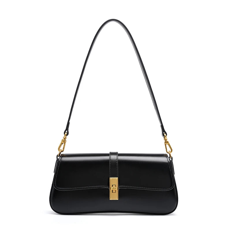 Elegant Leather Underarm Bag – Luxury Women’s Crossbody Saddle Handbag