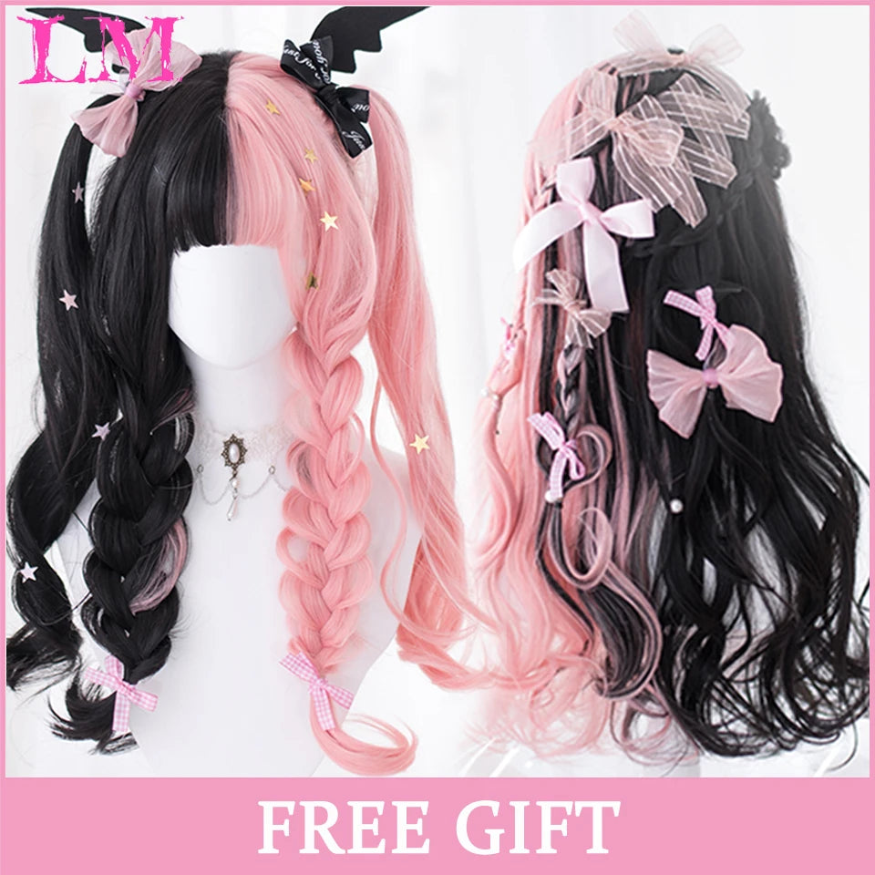 LM Cosplay Wig – 24" Long, Straight Pink, Bangs, Heat-Resistant