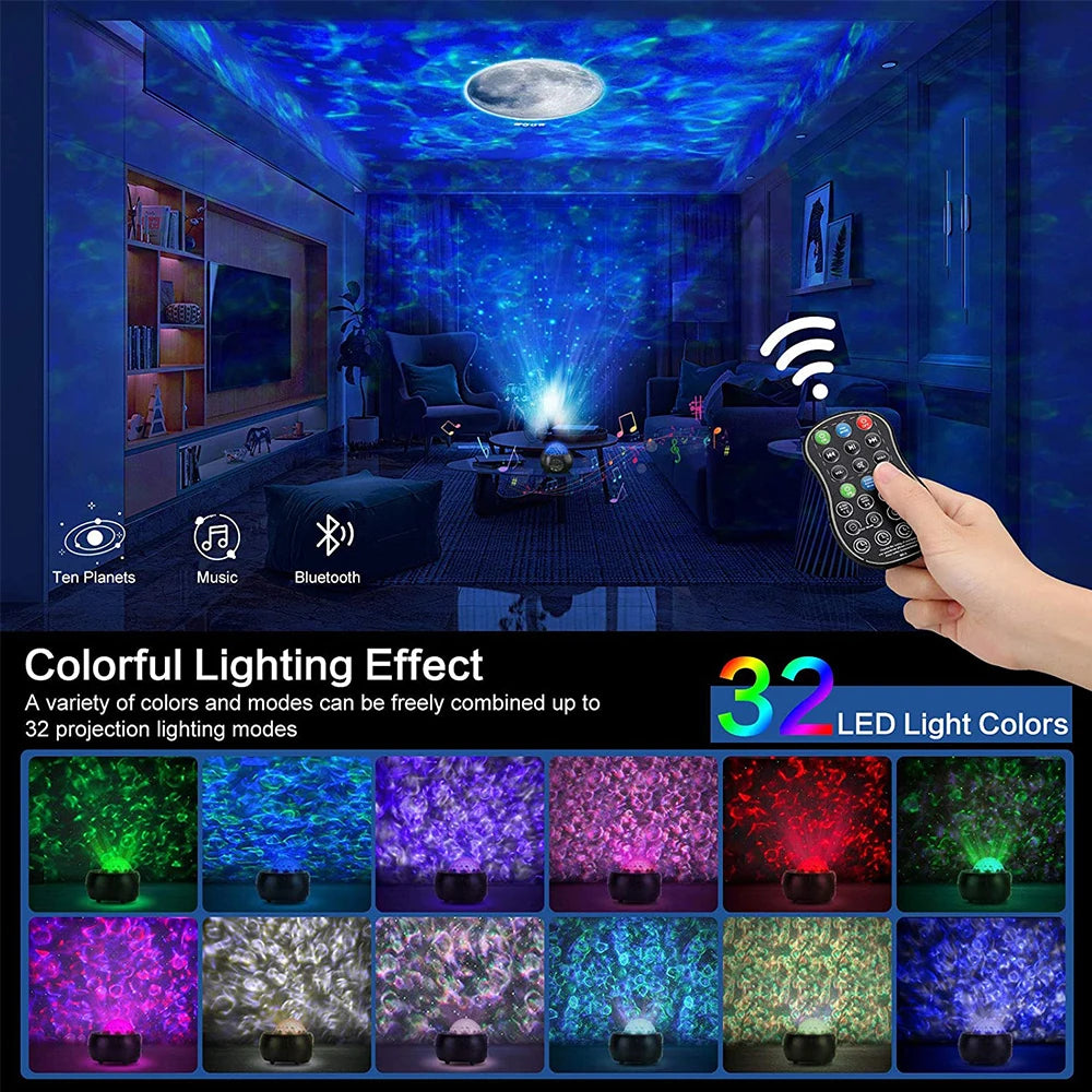 Galaxy Star Projector – LED Night Light with Bluetooth Music & Remote