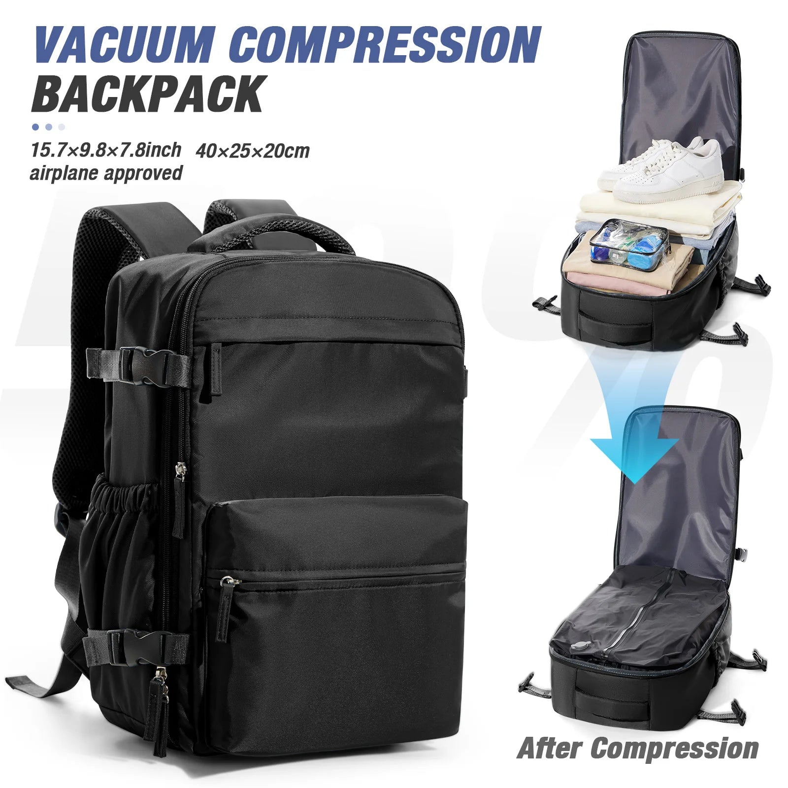 Travel Vacuum Storage Backpack – Compressed Clothes Bag
