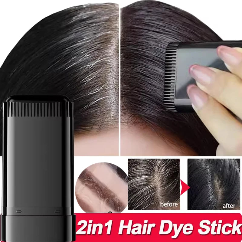 2-in-1 Hair Dye Stick with Comb – Quick Gray Coverage, Long-Lasting Temporary Color