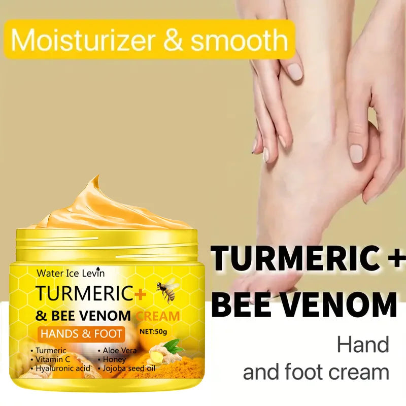 Turmeric & Bee Venom Foot Cream – Anti-Dry, Crack Repair, Hand & Foot Skin Care, 50g