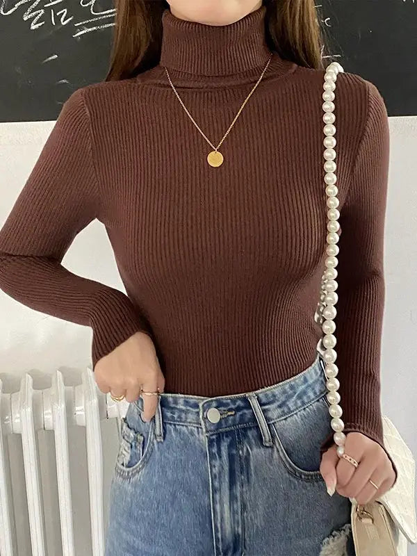 Pull Femme Col Roulé – Automne, Tricot Doux, Cachemire, Basique, Nouveau