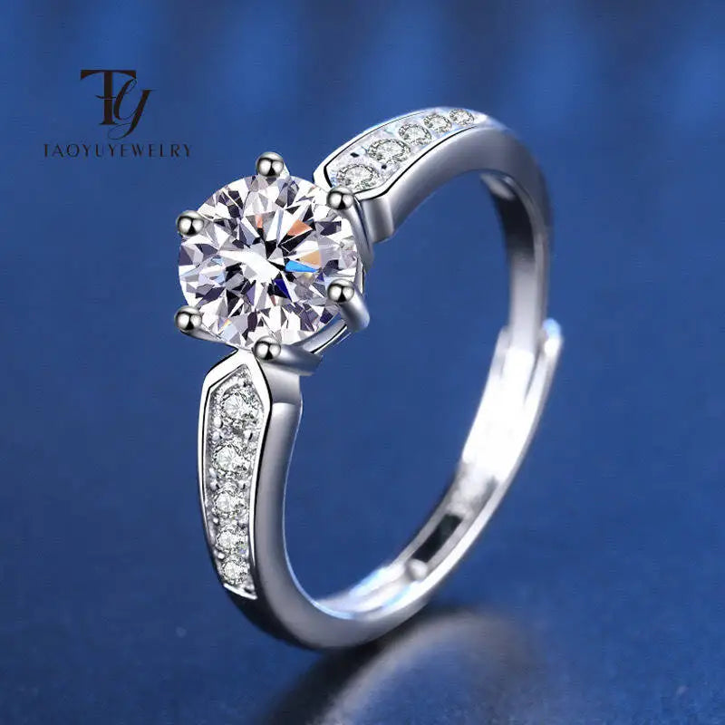 1CT D Color Moissanite Fairy Ring 925 Silver