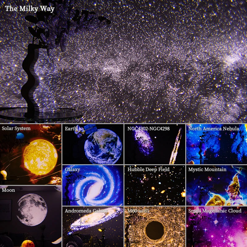 Galaxy Starry Sky Projector Lamp with 360° Rotation