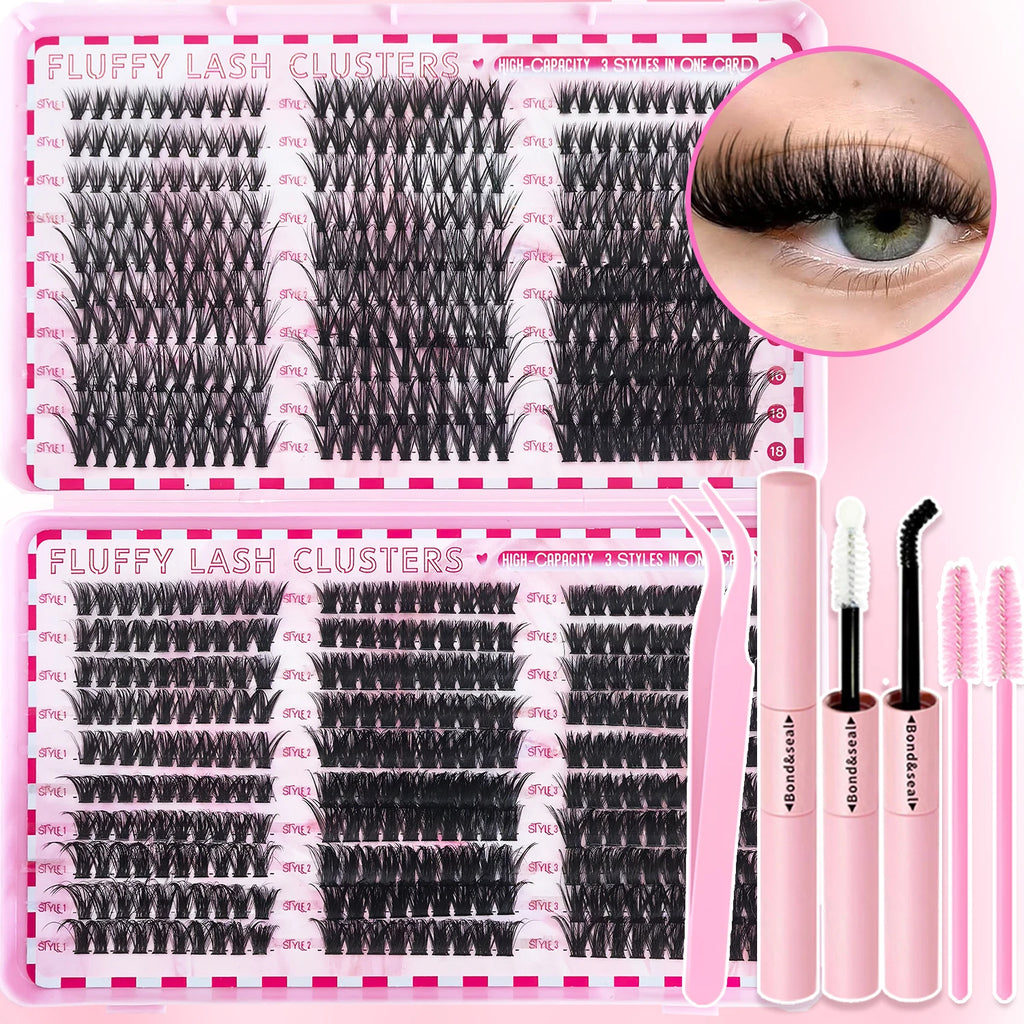 Cluster Lashes Kit – 320/600/790PCS, Mixed Lengths, Daily & Party Use