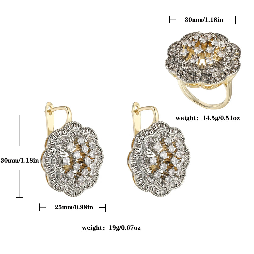Large Two-Color Hollow Flower Earrings – 14K Gold Plated