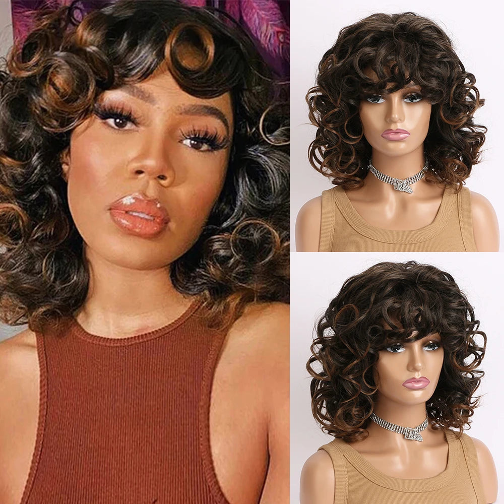 Light Gold Wig – Short Curly, Synthetic, Heat-Resistant, Daily & Party Use