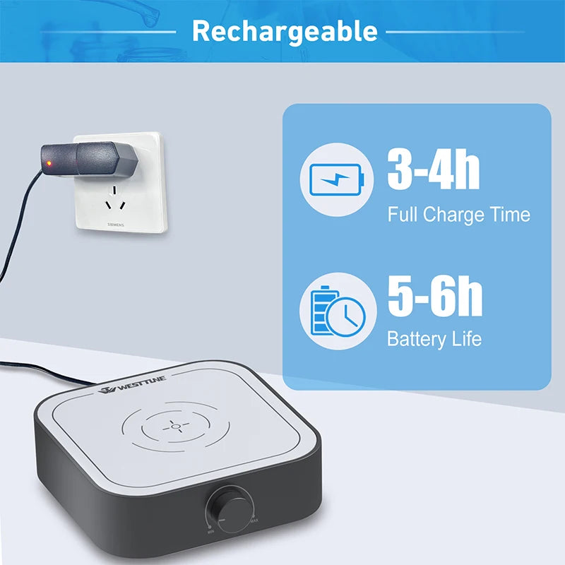 WESTTUNE 3000rpm Rechargeable Magnetic Stirrer Mixer – Max 3L