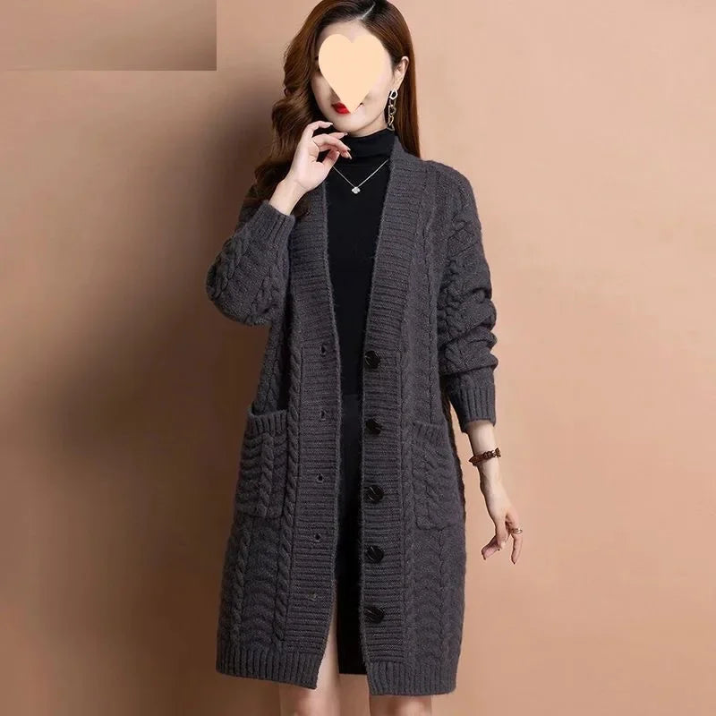 🧥 Loose Knitted Cardigan – Style Décontracté d’Automne Hivernal