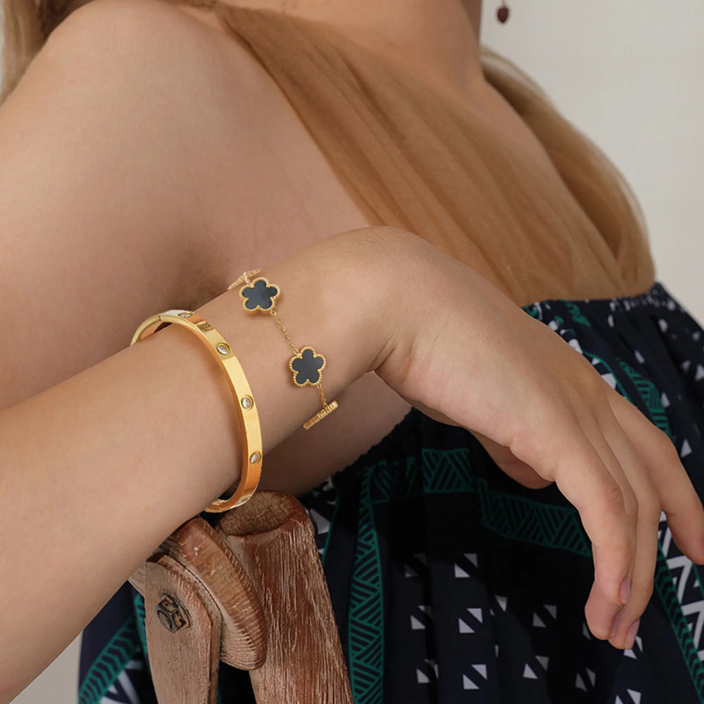 13mm Clover Stainless Steel Bracelet Set – Women’s Gift