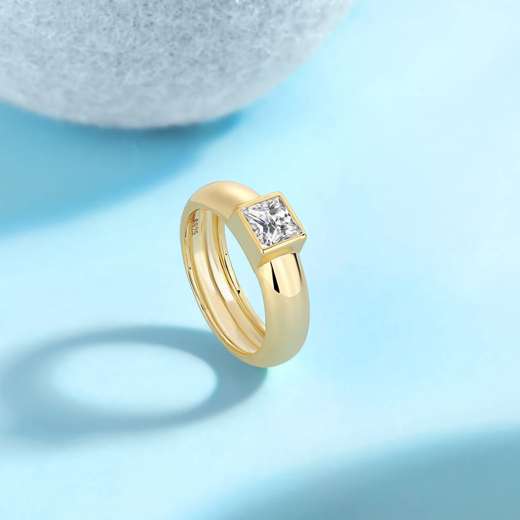 JIUZUAN 1CT Moissanite Ring – S925 Sterling Silver, 18k Plated