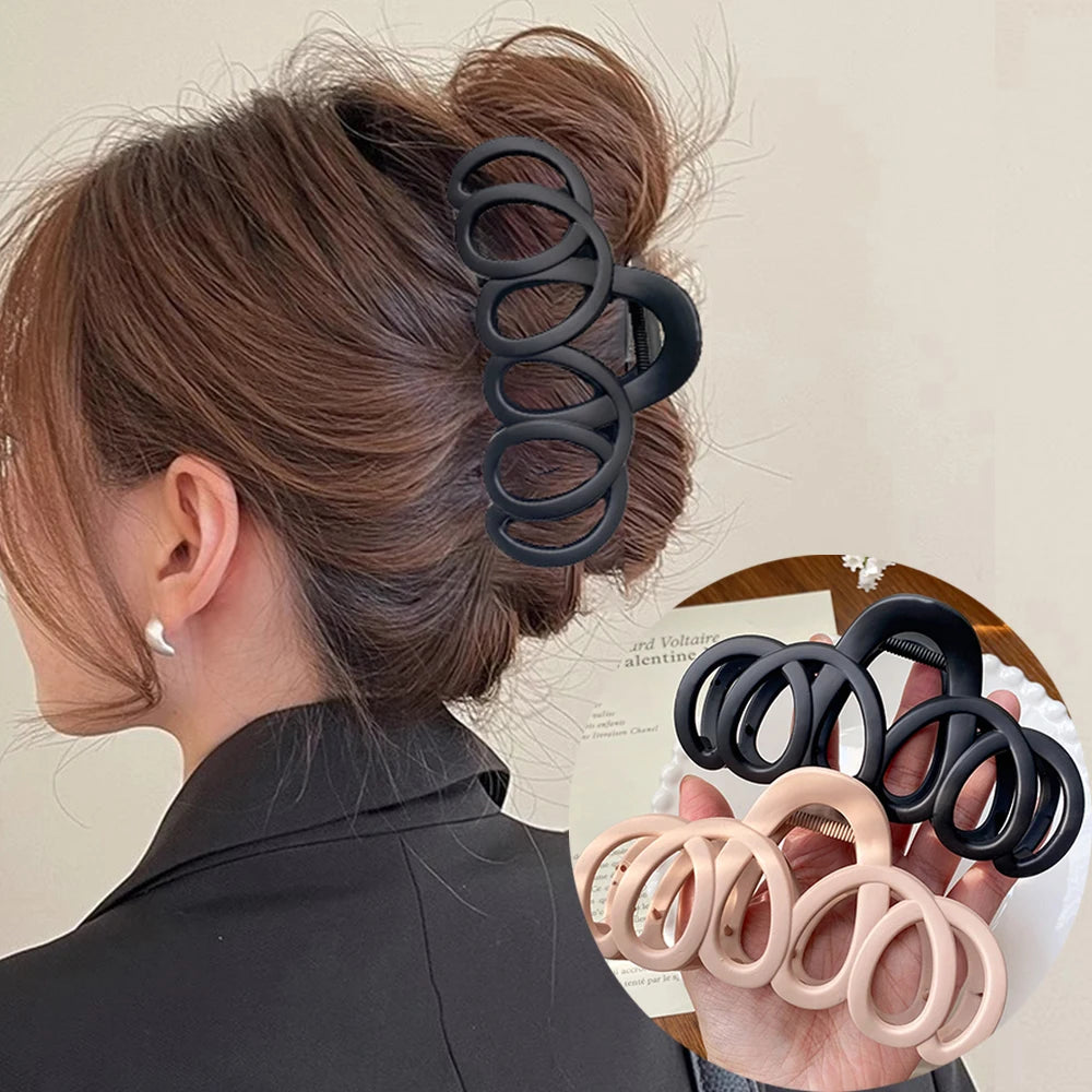 Frosted Hollow Hair Claw – Elegant Bow Barrette, Korean Style