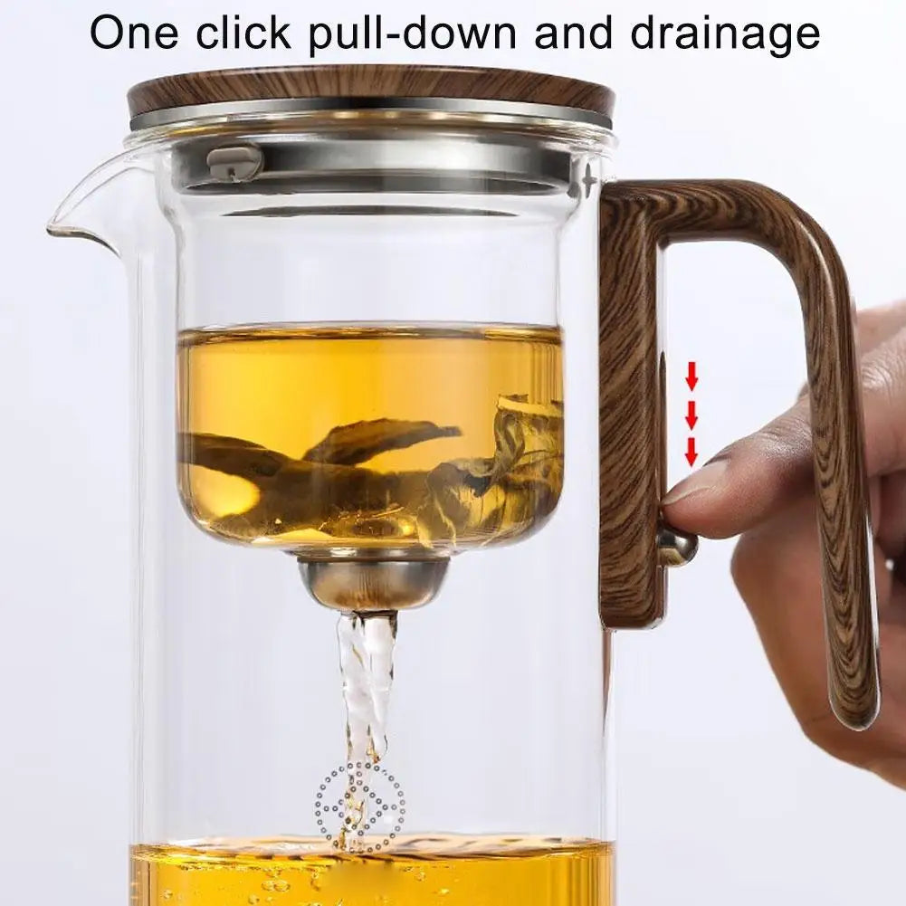 Glass Teapot with Magnetic Tea Separation & Wood Handle