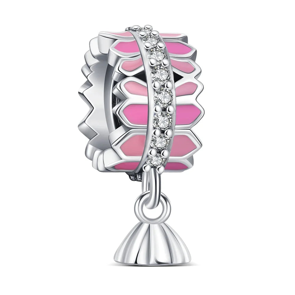 925 Sterling Silver Lotus Charm Pendant – Women’s DIY Bracelet