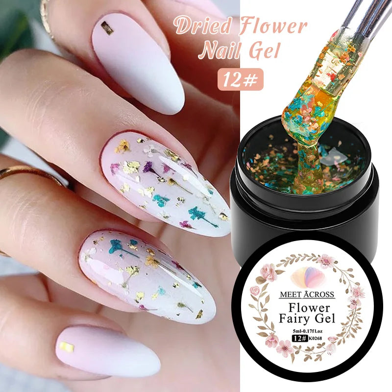 5ml Pink Dried Flower Gel Polish – Semi-Permanent, UV Soak-Off, Fairy Nail Art