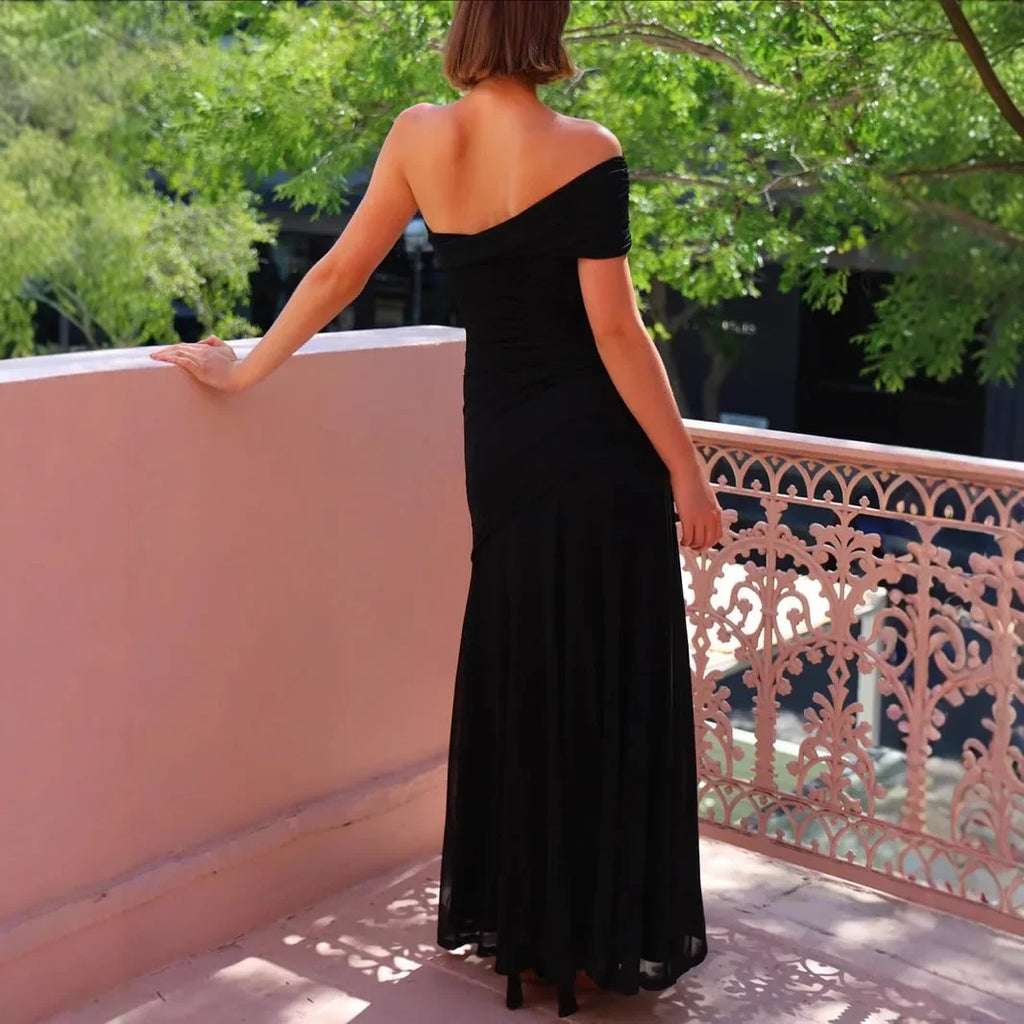 Pure Color Asymmetrical Backless Bodycon Dress